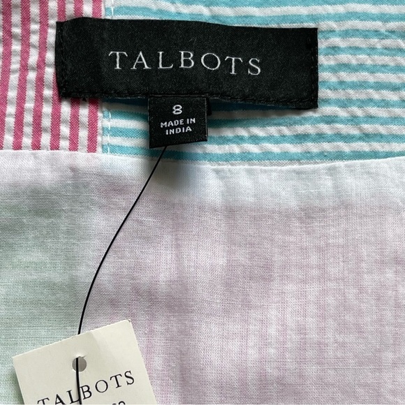 Talbots Women’s Patchwork Seersucker Pencil Skirt Size 8 Stripes Colorful - Picture 7 of 8